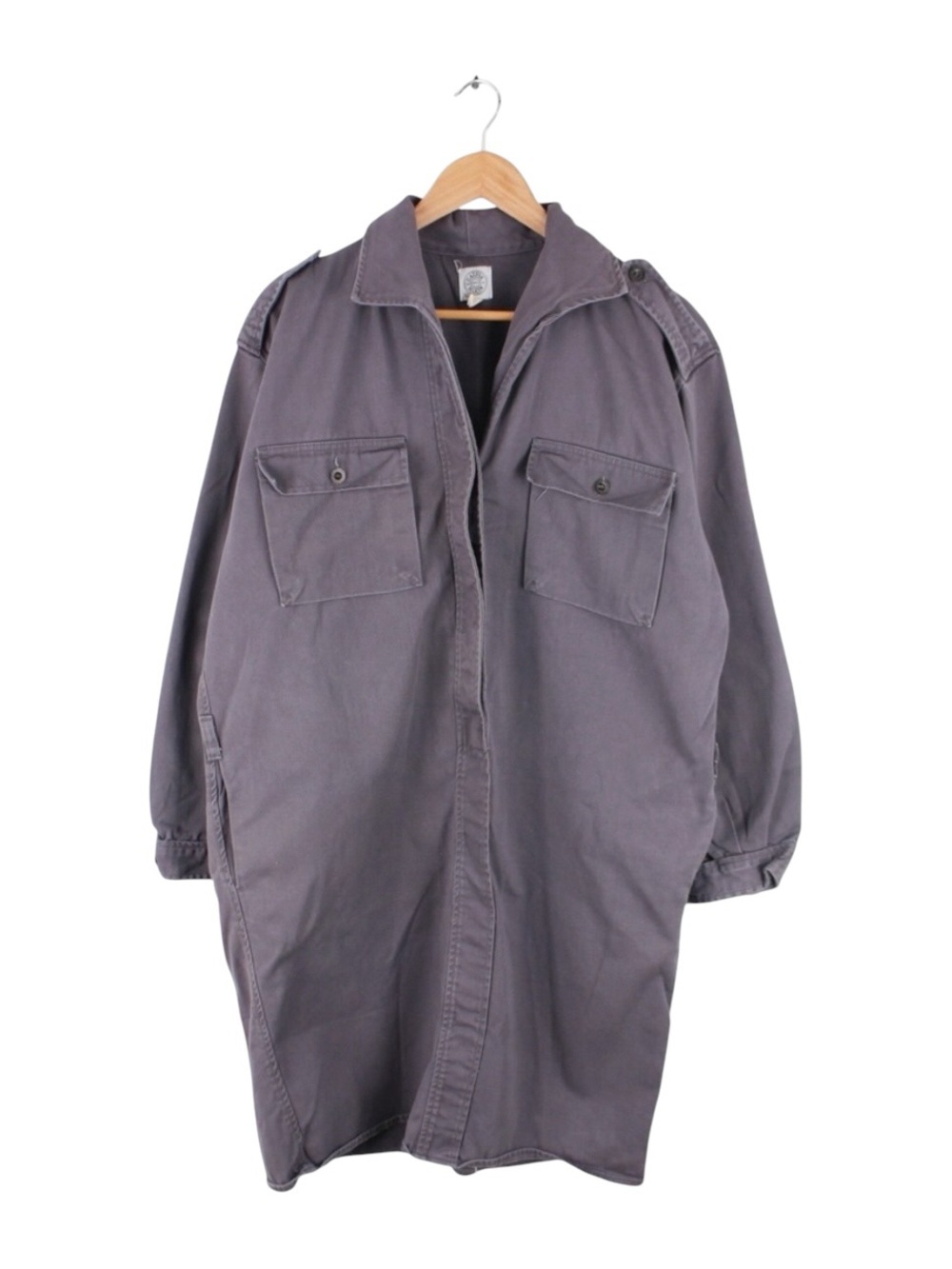Vintage Calvin Klein Military Field Jacket Gray Utility Canvas Epaulette Men's L